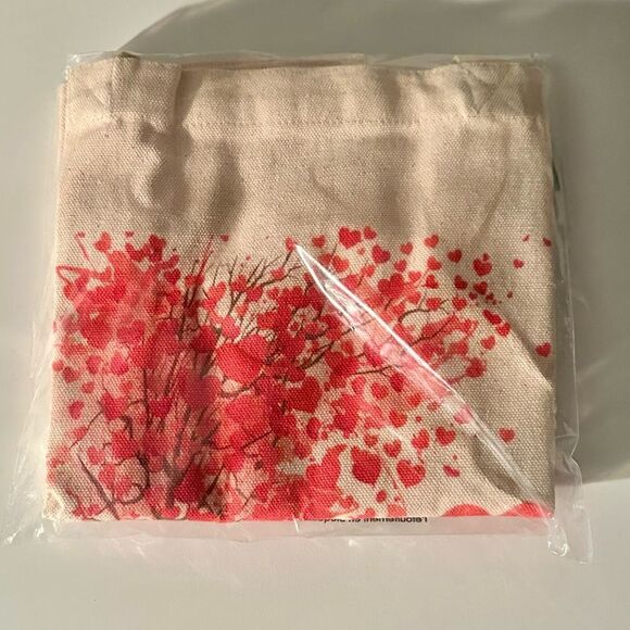 Canvas Tote Bag with Red Bicycle Hearts Design - Picture 2 of 3